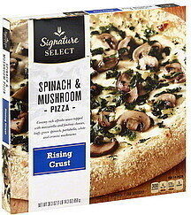 Spinach Mushroom Creamy Rich Alfredo Sauce Topped With Low-Moisture Mozzarella And Fontina Cheeses, White, Portabella & Crimini Mushrooms, And Leafy Green Spinach Rising Crust Pizza, Spinach Mushroom