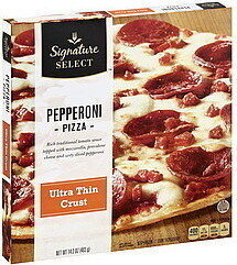 Pepperoni Rich Traditional Tomato Sauce Topped With Low-Moisture Mozzarella Cheese, Unsmoked Provolone Cheese, And Zesty Sliced Pepperoni Ultra Thin Crust Pizza, Pepperoni