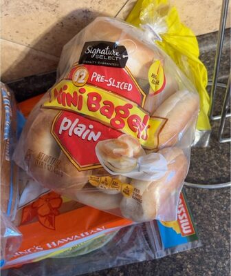 Plain Pre-Sliced Mini Bagels, Plain