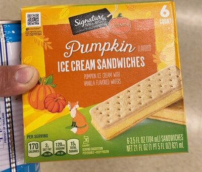 Pumpkin Ice Cream With Vanilla Flavored Wafers Sandwiches, Pumpkin