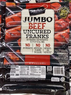 Jumbo Beef Uncured Franks, Beef