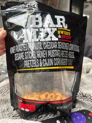 Sweet & Spicy Honey Roasted Peanuts, Cheddar Seasoned Corn Sticks, Sesame Sticks, Honey Mustard Pretzel Pieces, Mini Pretzels & Cajun Corn Nuggets Bar Mix, Sweet & Spicy