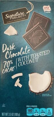 70% Cacao Dark Chocolate With Toasted Coconut, Toasted Coconut