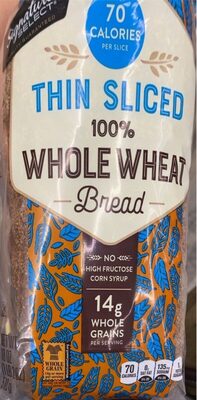 100% Whole Wheat Thin Sliced Bread, 100% Whole Wheat