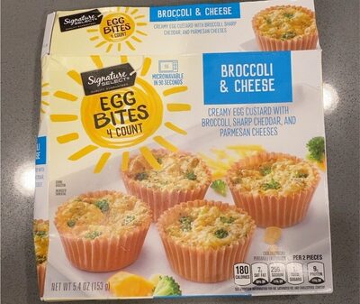 Broccoli & Cheese Creamy Egg Custard With Broccoli, Sharp Cheddar, And Parmesan Cheeses Egg Bites, Broccoli & Cheese