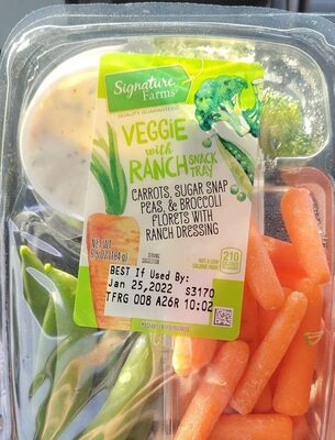 Veggie With Ranch Carrots, Sugar Snap Peas, & Broccoli Florets With Ranch Dressing Snack Tray, Veggie With Ranch