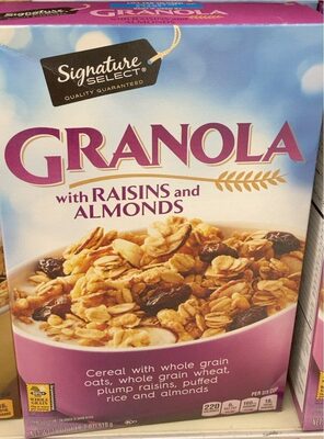 Granola With Raisins And Almonds Cereal With Whole Grain Oats, Whole Grain Wheat, Raisins, Puffed Rice And Almonds, Granola Raisins And Almonds