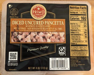 Uncured Diced Pancetta, Uncured