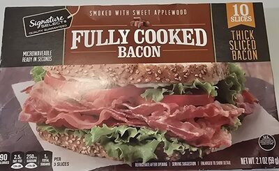 Smoked With Sweet Applewood Fully Cooked Thick Sliced Bacon, Smoked With Sweet Applewood