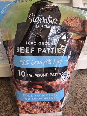 91% Lean/9% Fat 100% Ground Beef Patties