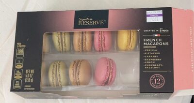 French Vanilla, Pistachio, Caramel, Raspberry, Lemon, Chocolaty Hazelnut Macarons, French