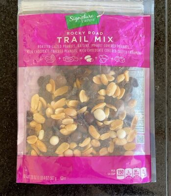 Rocky Road Roasted Salted Peanuts, Raisins, Yogurt Covered Peanuts, Milk Chocolate Covered Peanuts, Milk Chocolate Covered Salted Caramels Trail Mix, Rocky Road