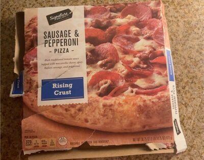 Sausage And Pepperoni Rich Traditional Tomato Sauce Topped With Low-Moisture Mozzarella Cheese, Cooked Spicy Italian Sausage And Pepperoni Rising Crust Pizza, Sausage And Pepperoni