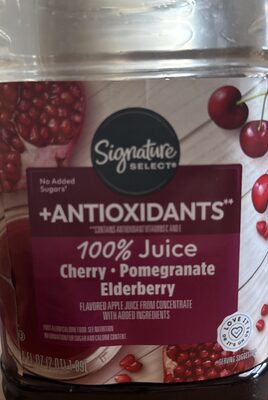 100% Cherry, Pomegranate, Elderberry Flavored Apple Juice From Concentrate, Cherry, Pomegranate, Elderberry