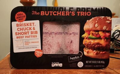 The Butcher's Trio Brisket, Chuck & Short Rib Beef Patties, The Butcher's Trio