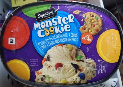 Monster Cookie Peanut Butter Ice Cream With A Cookie Swirl & Candy Milk Chocolate Pieces Ice Cream, Monster Cookie