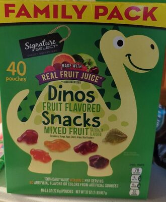 Dinos Mixed Fruit Flavored Snacks, Strawberry, Orange, Apple, Cherry, Grape, Blue Raspberry