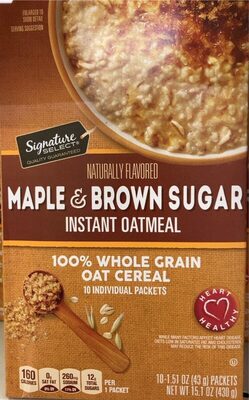Maple & Brown Sugar Flavored Instant Oatmeal, Maple & Brown Sugar