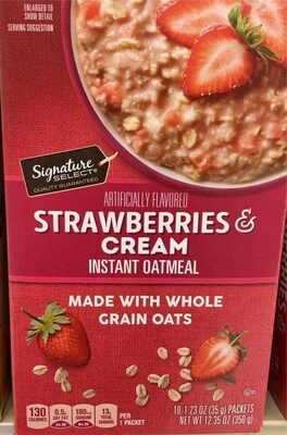 Strawberries & Cream Flavored Instant Oatmeal, Strawberries & Cream