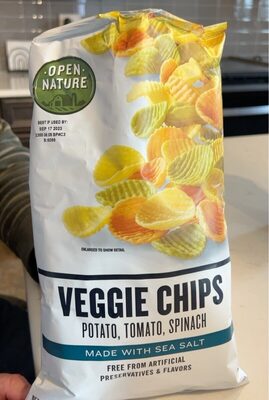 Potato, Tomato, Spinach Veggie Chips Made With Sea Salt, Sea Salt