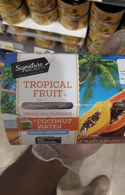 Lightly Sweetened Tropical Fruit Pineapple, Red & Yellow Papaya In Coconut Water, Lightly Sweetened Coconut Water
