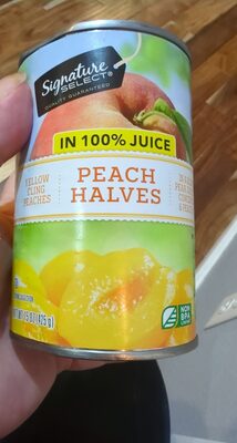 Yellow Cling Peach Halves In A Blend Of Pear 100% Juice From Concentrate & Peach Juice, Pear Juice & Peach Juice