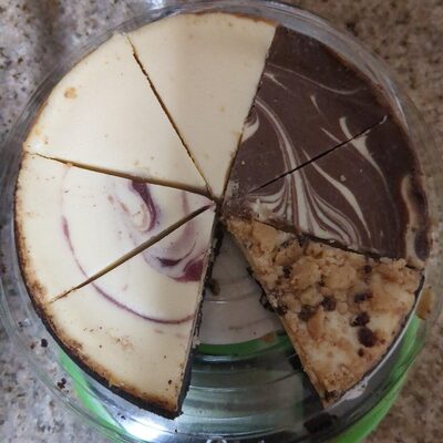 Sweet Treats Variety Cheesecake, Chocolate Chip Cookie, Raspberry Swirl, New York Style, Almond Marble