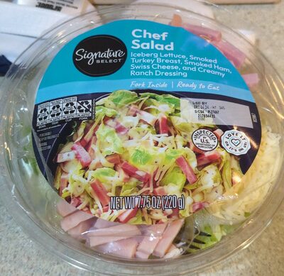Chef Iceberg Lettuce, Smoked Turkey Breast, Smoked Ham, Swiss Cheese, And Creamy Ranch Dressing Salad, Chef