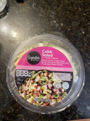 Cobb Salad With Turkey & Bacon Iceberg Lettuce, Smoked Turkey Breast, Hard-Boiled Egg, Bacon, And Chunky Bleu Cheese Dressing, Cobb With Turkey & Bacon