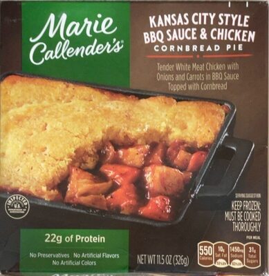 Kansas City Style BBQ Sauce & Chicken Tender White Meat Chicken With Onions And Carrots In BBQ Sauce Topped With Cornbread Pie, Kansas City Style BBQ Sauce & Chicken