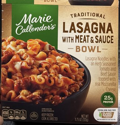 Marie Callenders Lasagna With Meat & Sauce Bowl With Mozzarella Cheese, Frozen Meal, 11.75 oz.