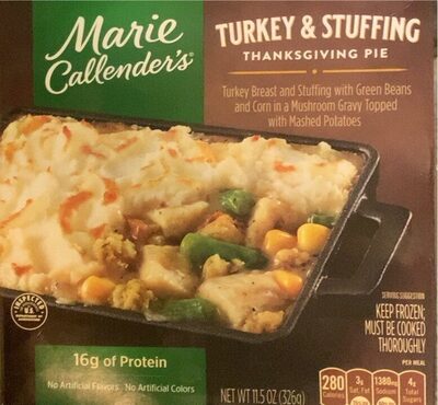 Marie Callender's Turkey and Stuffing Thanksgiving Pie, Frozen Meal, 11.5 OZ