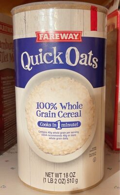 100% Whole Grain Cereal Quick Oats, 100% Whole Grain