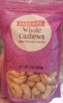 Roasted And Salted Whole Cashews, Roasted And Salted
