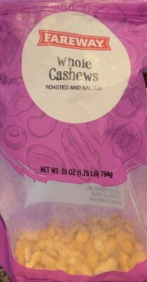 Roasted And Salted Whole Cashews, Roasted And Salted