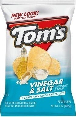 Tom's Potato Chips, Vinegar and Salt, 5.5 Oz Snack Bag