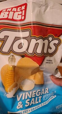 Tom's Potato Chips, Vinegar and Salt, 2.5 Oz Snack Bag
