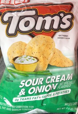 Tom's Potato Chips, Sour Cream and Onion, 2.5 Oz Snack Bag