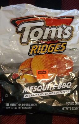 Tom's Ridges Potato Chips, Mesquite BBQ, 5 Oz Bag