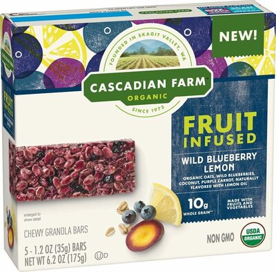Wild Blueberry Lemon Organic Oats, Wild Blueberries, Coconut, Purple Carrot, Naturally Flavored With Lemon Oil Fruit Infused Chewy Granola Bars, Wild Blueberry Lemon