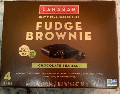 Chocolate Sea Salt Fudge Brownie With Hemp Seed Bars, Chocolate Sea Salt Fudge
