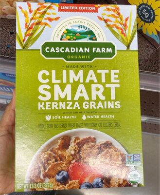 Cascadian Farm Organic Climate Smart Kernza Wheat Flakes with Honey Oat Clusters Cereal