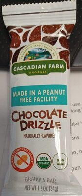 Cascadian Farm Organic Chocolate Drizzle Granola Bar Made in a Peanut Free Facility