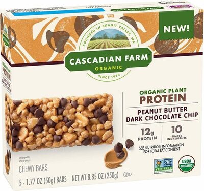 Cascadian Farm Organic Peanut Butter Dark Chocolate Chip Protein Bars 5 Count