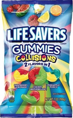 2 Flavors In 1 Collisions Gummies Candy, Raspberry Lemonade, Cherry Watermelon, Pineapple Punch