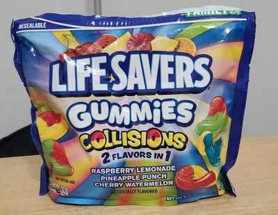 2 Flavors In 1 Collisions Gummies Candy, Raspberry Lemonade, Pineapple Punch, Cherry Watermelon