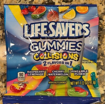 2 Flavors In 1 Collisions Gummies Candy, Raspberry Lemonade, Cherry Watermelon, Pineapple Punch