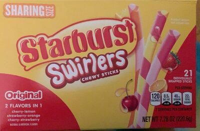 Original Cherry-Lemon, Strawberry-Orange, Cherry-Strawberry Swirlers Chewy Sticks, Original