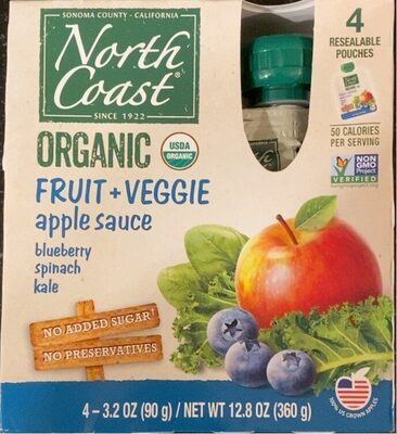 Blueberry, Spinach, Kale Fruit + Veggie Apple Sauce, Blueberry, Spinach, Kale