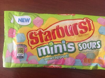 Sours Cherry, Blue Raspberry, Watermelon & Strawberry Minis Fruit Chews, Sours